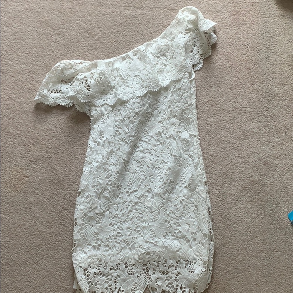 White Lace One Shoulder Dress